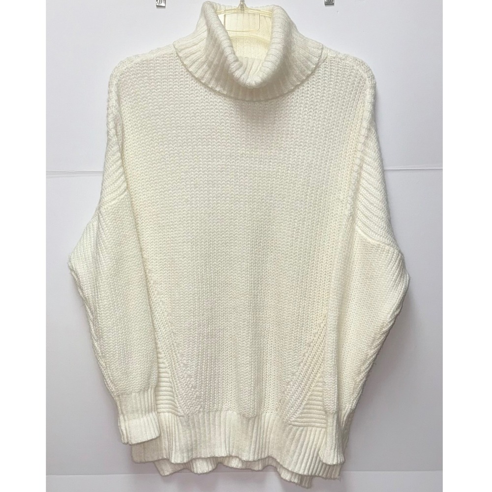 SO Ivory Women's Mock Neck Knit Chunky XL Long Sleeves Winter Boho Slouchy Y2K